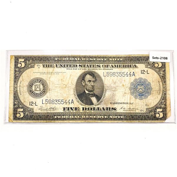 1914 LG $5 Fed. Reserve Note