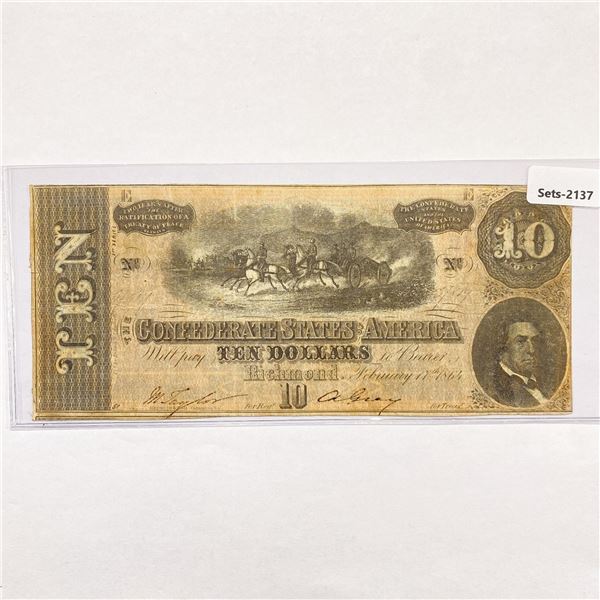 1864 Confederate $10 Ten Dollar Note