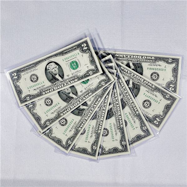 (8) 2003-A Consec. $2 Legal Tender Notes