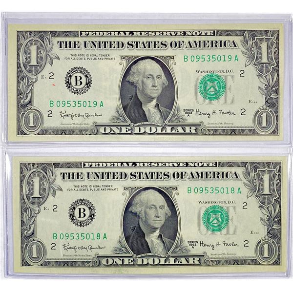 (2) 1963-A Consec. $1 Fed. Reserve Notes