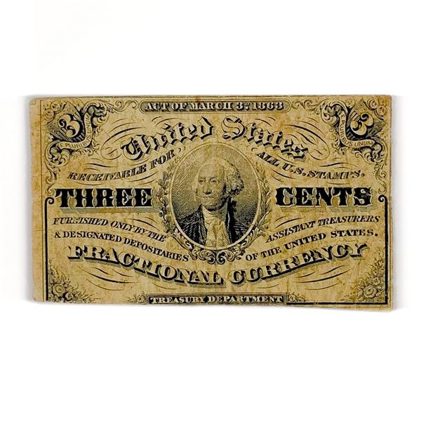 3rd Issue 3C Fractional Currency Note