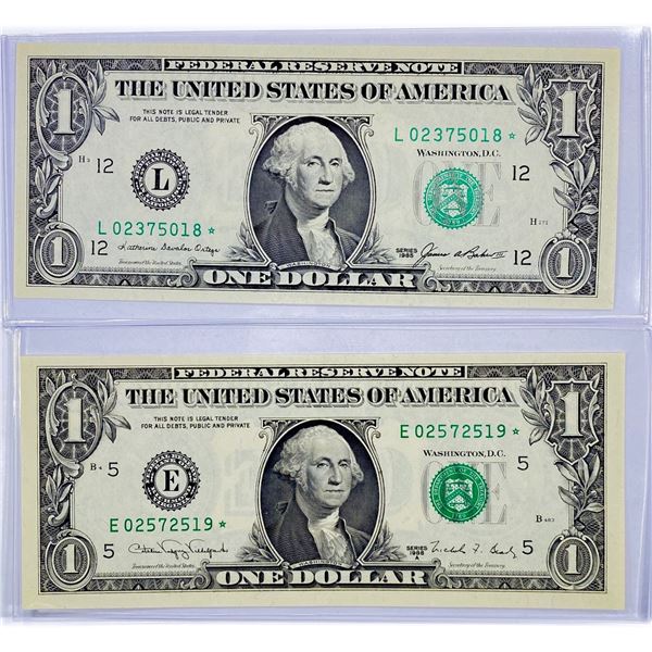 (2) 1985 Consec. $1 Fed. Reserve Notes CIRC - AU