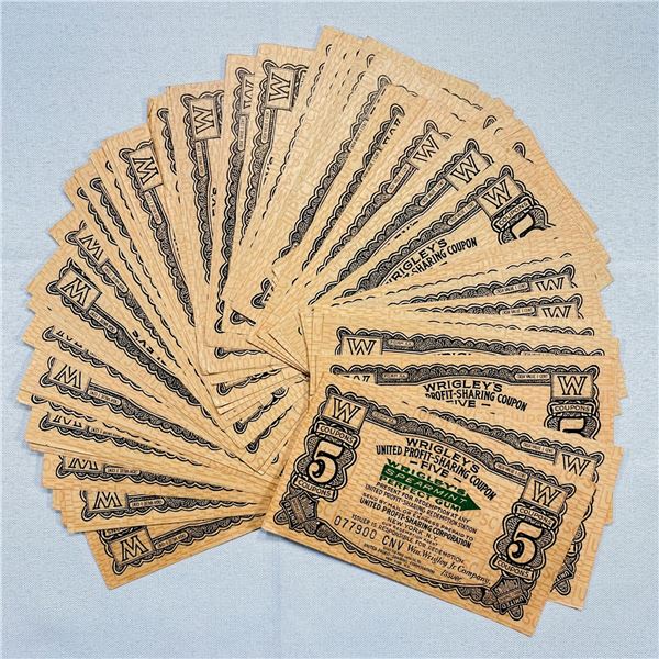 (50) 1900's Wrigely's 5 Share Coupons