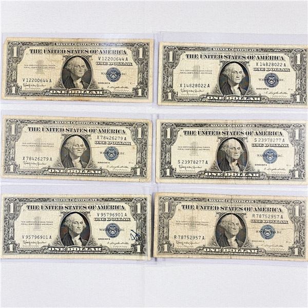 (6) 1957-B $1 Silver Certificates