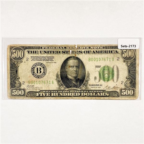 1928 $500 Five Hundred Dollar Fed. Reserve Note