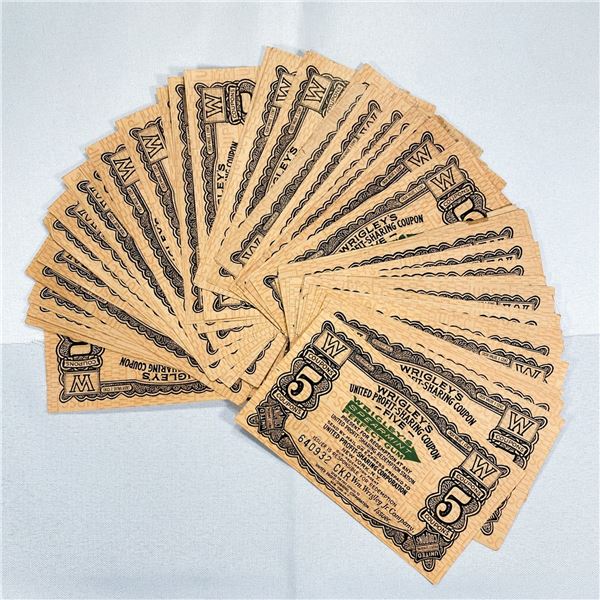 (50) 1900's Wrigely's 5 Share Coupons