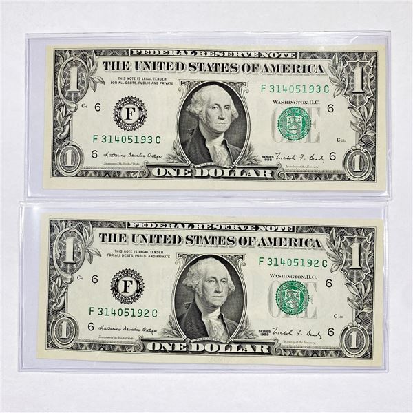 (2) 1988 Consec. $1 Fed Reserve Notes