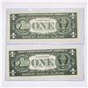 Image 2 : (2) 1988 Consec. $1 Fed Reserve Notes