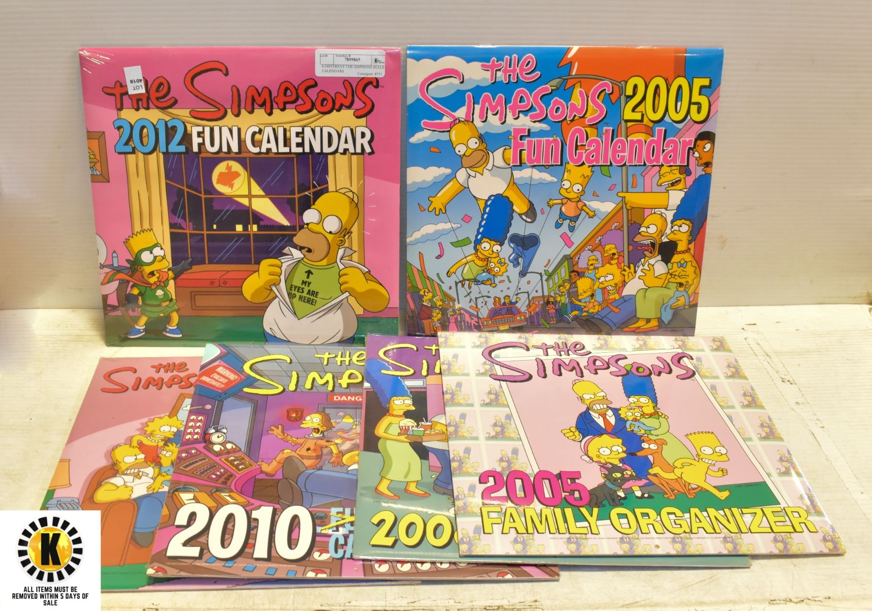 6 DIFFERENT THE SIMPSONS SEALED CALENDARS