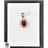 Image 1 : #232-NATURAL PURPLISH  RHODOLITE GARNET, CZ PENDAN