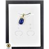 Image 1 : #160-NATURAL  BLUE SAPPHIRE 6.6 X 8.9MM ,CZ  PENDA