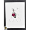 Image 1 : #183-NATURAL RED RUBY 5 X7 & CZ PENDANT
