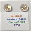 Image 3 : BZ1254-45 10K WHITE GOLD BLUE TOPAZ / DIAMOND