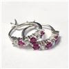 Image 2 : BZ1254-47 SILVER CREATED RUBY EARRINGS