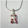 Image 1 : BZ1254-13 SILVER PINK BEAR 16" NECKLACE