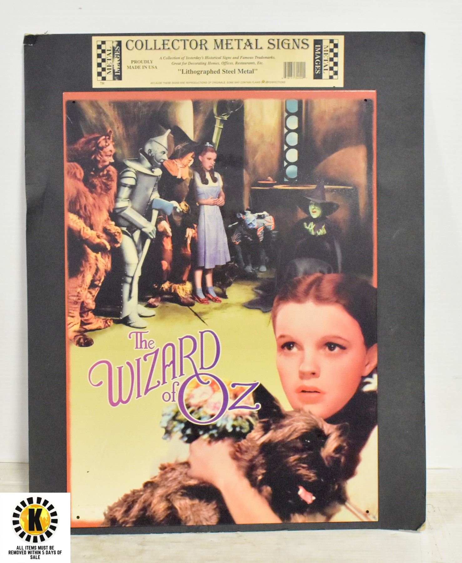 Wizard. Sign THE WIZARD OF OZ COLLECTOR METAL SIGN 12X18 INCH