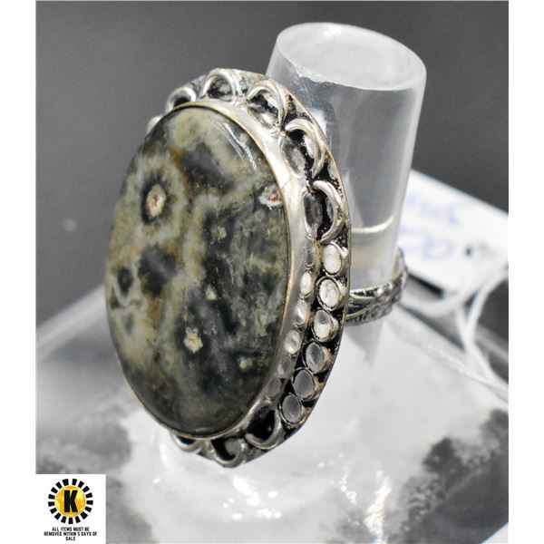 #382-NATURAL OCEAN JASPER RING SIZE 8.25