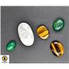 Image 1 : #259-NATURAL MOONSTONE, TIGER EYE ,EMERALD 81.25CT