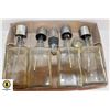 4 DECANTERS WITH PUMPS SOLD WITH SHOOTER GLASS