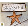 FRENCH "BRASSERIE" 2' SIGN + 4 METAL 1' STARS