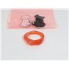 Image 1 : NEW MARBLE LOOK HALF HEXAGON PEACH RESIN RING