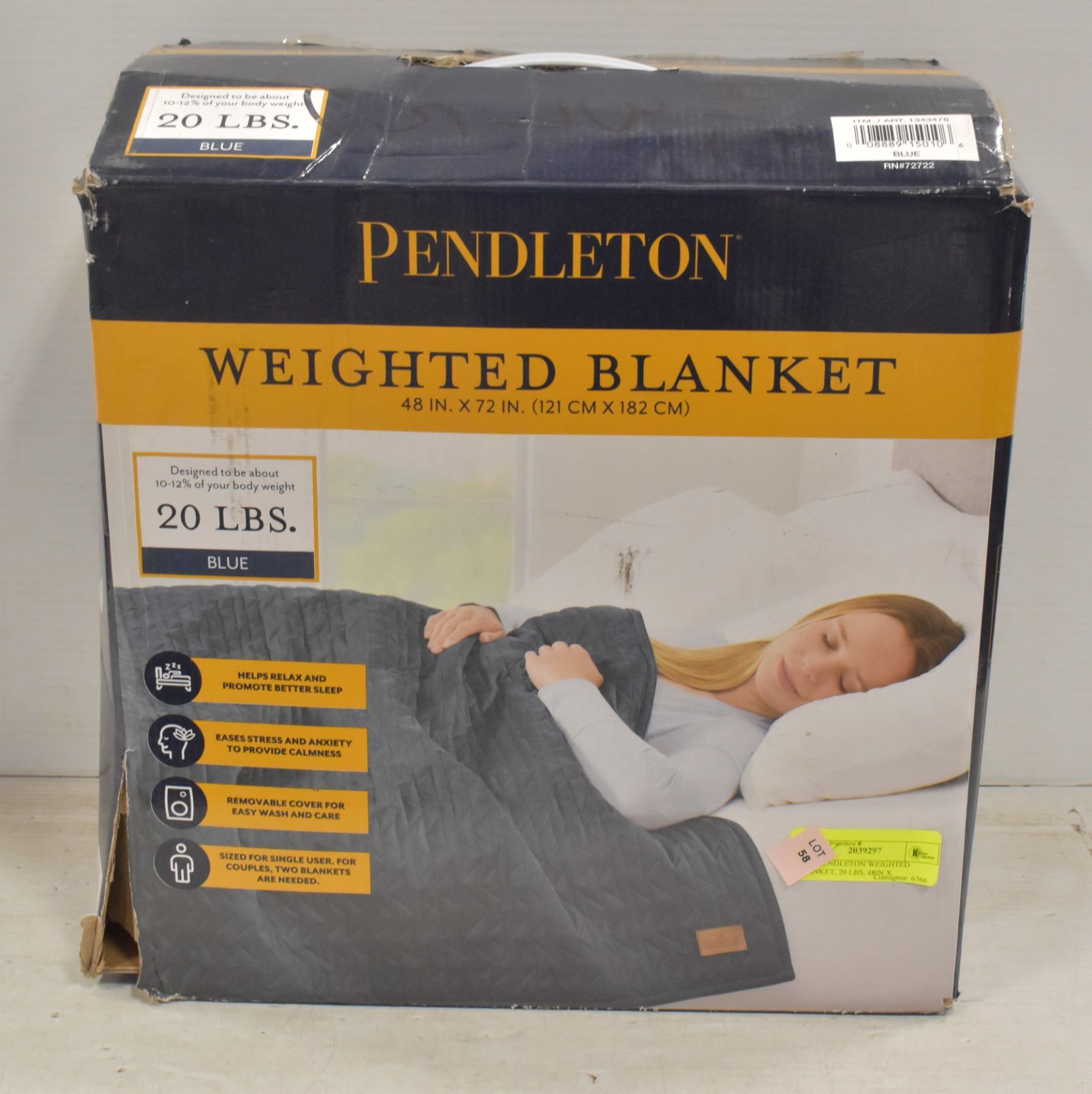 NEW PENDLETON WEIGHTED BLANKET, 20 LBS, 48IN X