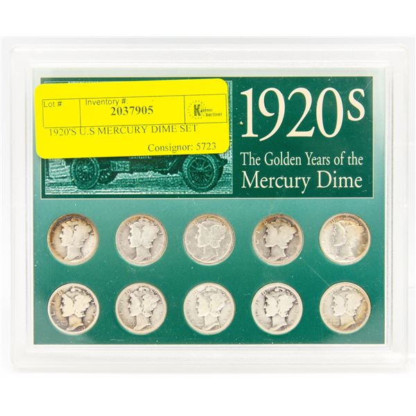 1920'S U.S MERCURY DIME SET