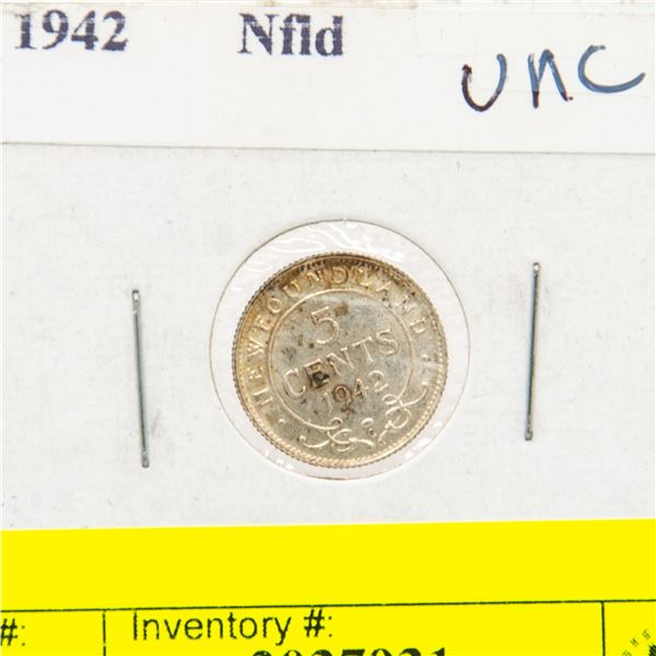 1942 NFLD SILVER FIVE CENT