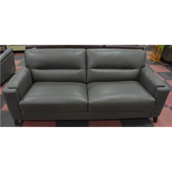 NEW GENUINE GREY LEATHER SOFA