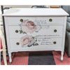 Image 1 : 5 DRAWER ANTIQUE WHITE DRESSER W/ FLORAL ACCENTS