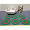 Image 1 : 3 Christmas bowls, coasters & tin