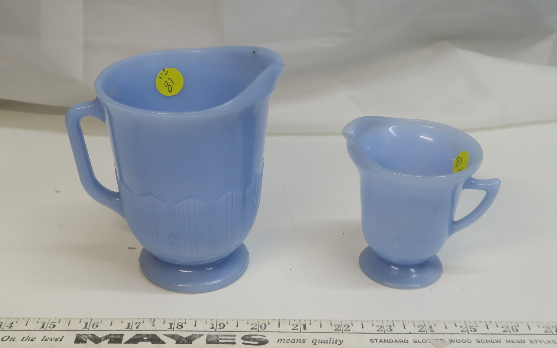 Pyrex Blue Cream & Milk Pitchers - Schmalz Auctions