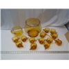 Image 2 : Amber Glass Punch Set - Glasses, Bowl & Ladle, Pitcher