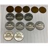 Image 1 : Canadian 1973, 1977, 1981, 1983 1984 One Cent Pennies & 1977, 1978 Five Cent Nickels Coins