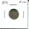 Image 1 : 1891 Canadian Victorian Silver 5 Cents. F-12.