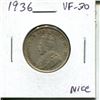 Image 1 : 1936 Canadian Silver 25 Cents. Last year of issue for King George V. VF-30. Nice.