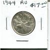 Image 1 : 1944 Canadian Silver 25 Cents. World War II issue. AU-50. Nice.