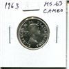 Image 1 : 1963 Canadian Silver 25 Cents. MS-63 with Cameo. Bright White.