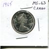 Image 1 : 1965 Canadian Silver 25 Cents. MS-63 with Cameo. Bright White.