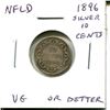Image 1 : Newfoundland 1896 Silver 10 Cents. VG-8 or better.