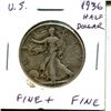 Image 1 : U.S. 1936 Walking Liberty Silver Half Dollar. F-15.