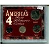Image 1 : America’s 4 Most Historic Coins. 4-coin set includes 1943 Lincoln Steel Cent, 1936 Buffalo Nickel, 1