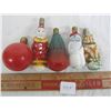 Image 2 : 5 Antique Christmas Light Bulbs Dog, Clown, Snowman