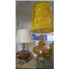 Image 1 : 2 Vintage Amber Glass Table Lamps