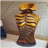 Image 1 : Tiger striped lady vase large heavy glass modern art