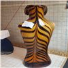 Image 4 : Tiger striped lady vase large heavy glass modern art