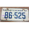 Image 1 : 1961 SK licence plate (Lot 1290 through 1294 have the same numbers on the plates)