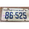 Image 2 : 1961 SK licence plate (Lot 1290 through 1294 have the same numbers on the plates)
