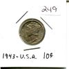 Image 1 : 1943 US silver 10 cents EF-45/AU