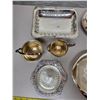 Image 3 : SILVER PLATE CARVED DISH, BUTTER DISH, BUTTER DISH, CREAM & SUGAR 2 TRAYS